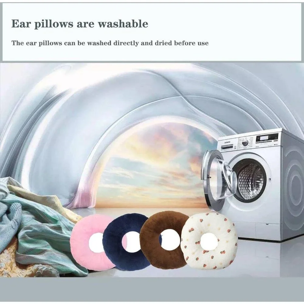 Ear Piercing Pillow for Side Sleepers Small Pillow with Hole Donut Pillow Blue